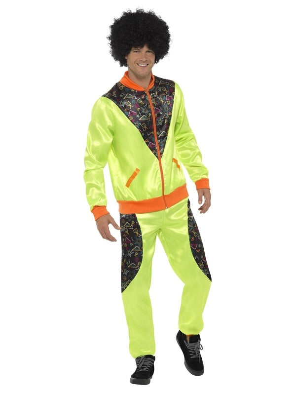 Mens Retro Shell Suit 80s Metallic Scouser Tracksuit 1980 Fancy Dress Costume