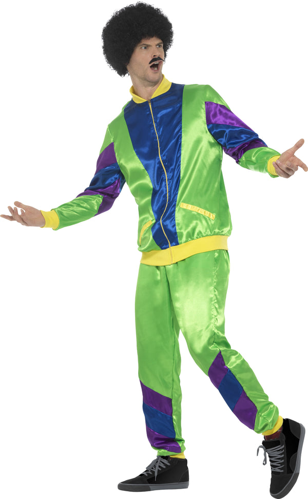 Mens 80s Height Of Fashion Green Shell Suit Tracksuit Costume