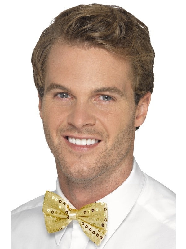 Gold Sequin Bowtie Bow Ties 1920's Razzle Gangster Mafia Mob Accessory
