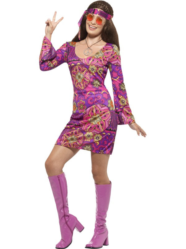 Adult Woodstock Hippie Chick Costume 60s Groovy Hippy