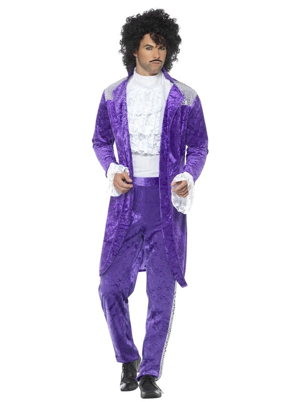 Mens Adult 80s 1980s Purple Musician Singer Prince Pop Star Fancy Dress Costume