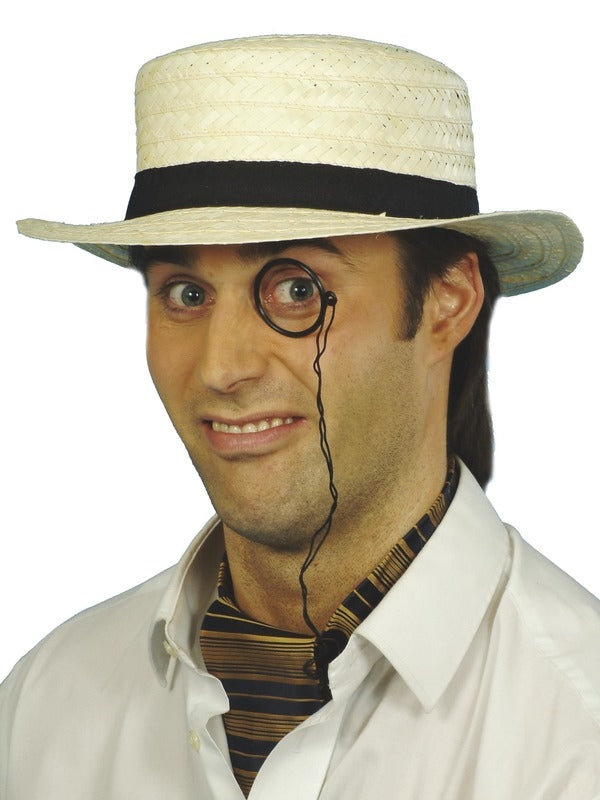 Mens Ladies Straw Boater Hat School Girl Explorer Summer Sun Beach Costume Hat