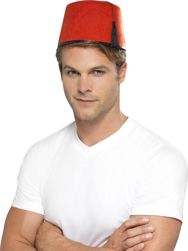 Adult Red Fez Tarboosh Hat Moroccan Turkish Aladdin Costume Accessory