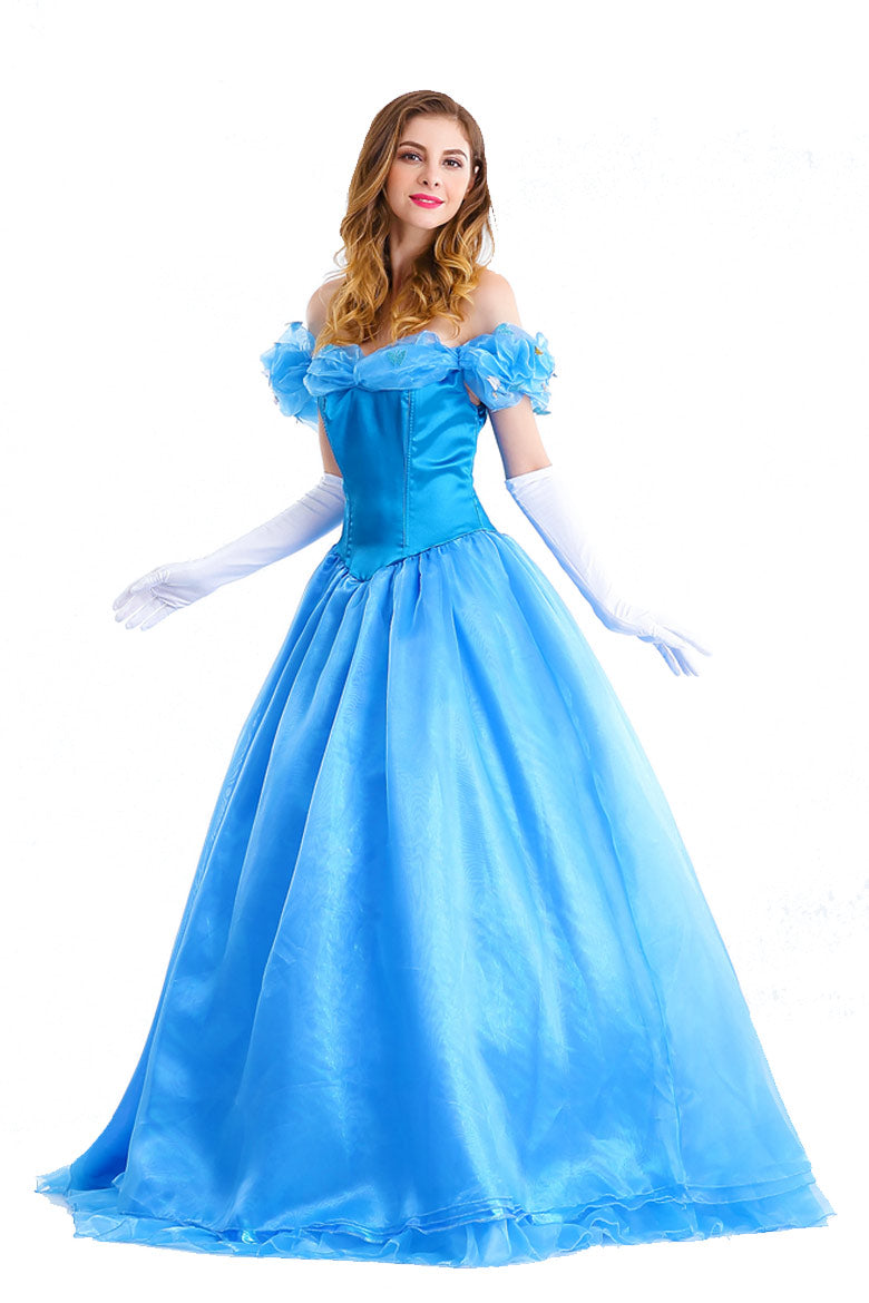 Ladies Deluxe Disney Cinderella Princess Costume Fairy Tale Fancy Dress