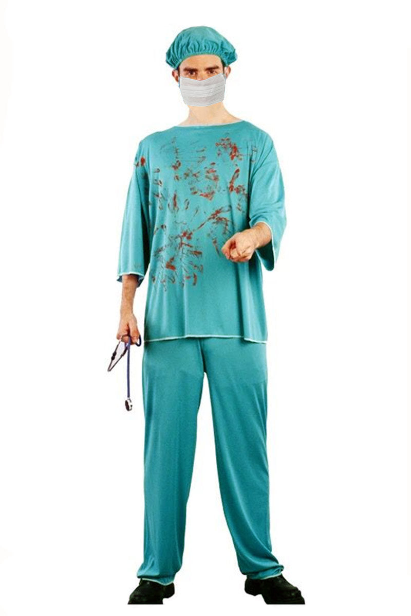 ER Surgeon Doctor Mens Medical Scrubs Fancy Dress Halloween Costume