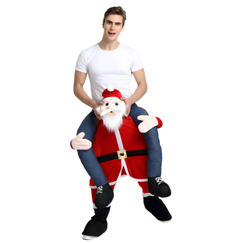 Xmas Santa Shoulder Carry Me Ride On Piggyback Fancy Dress Adult Costume