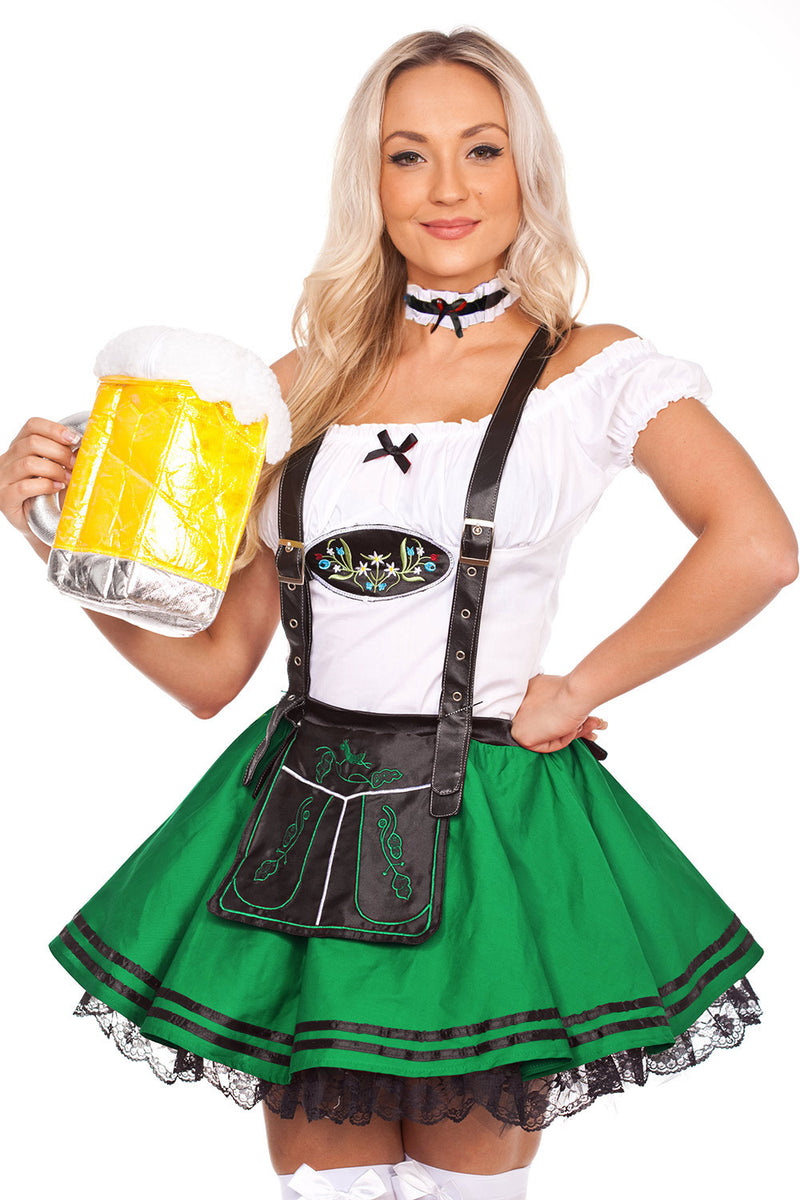 Girls Oktoberfest Beer Maid Green Costume