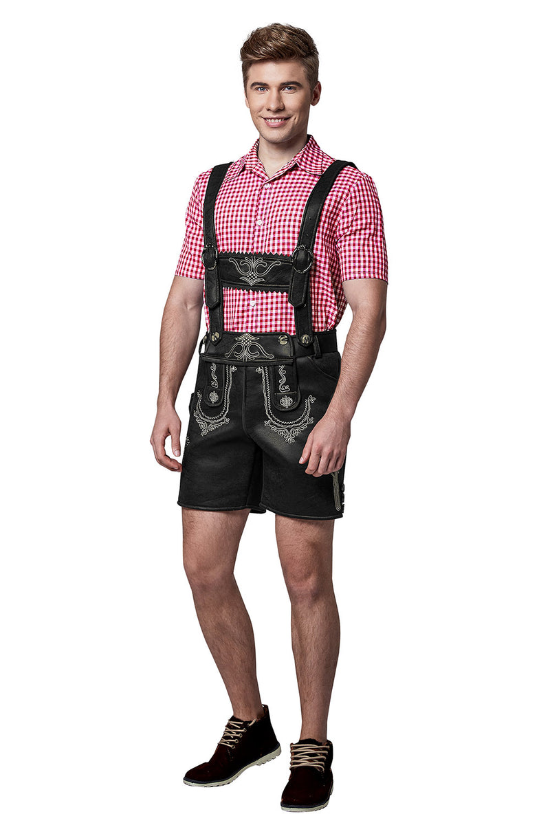 Mens Black Lederhosen PU Leather Costume