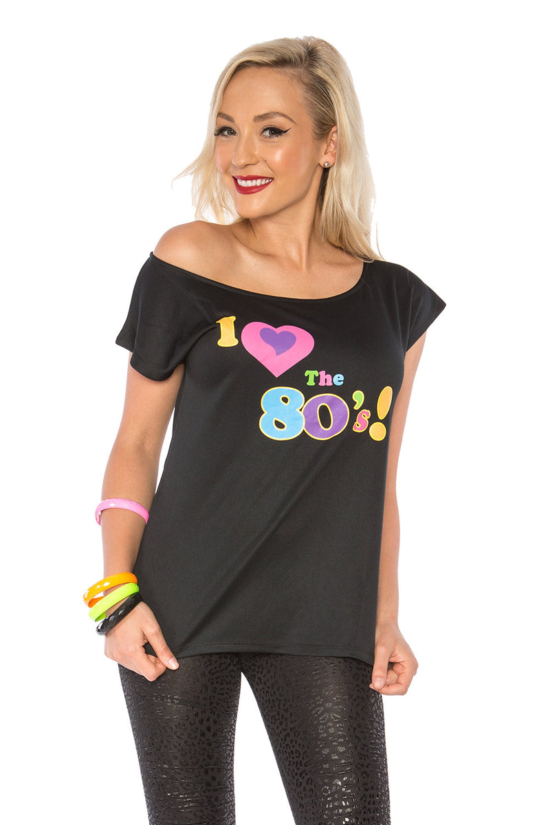 I Love the 80s T-shirt Black Costume 1980s Fancy Dress Top