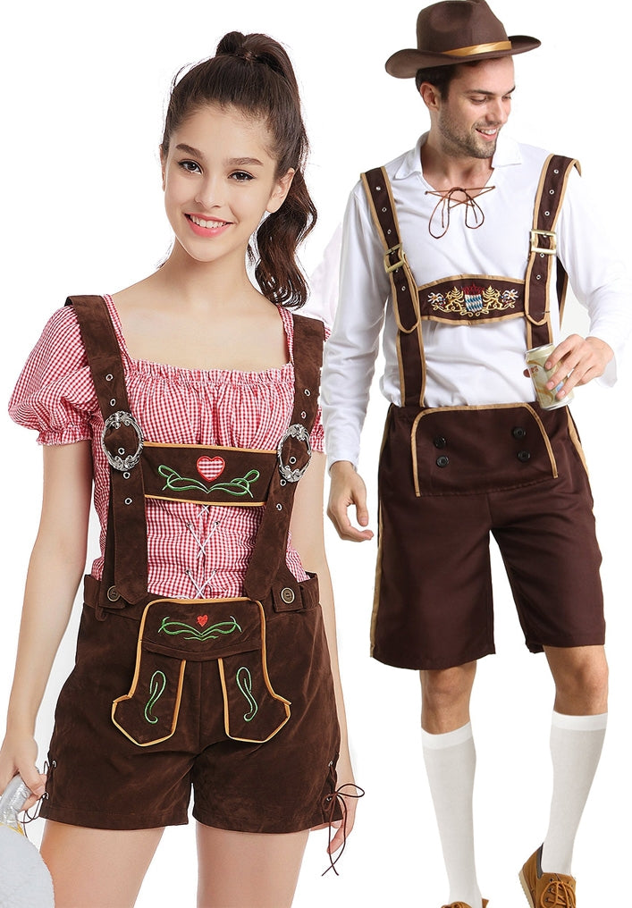 Couple Beer Maid Bavarian Lederhosen Costume