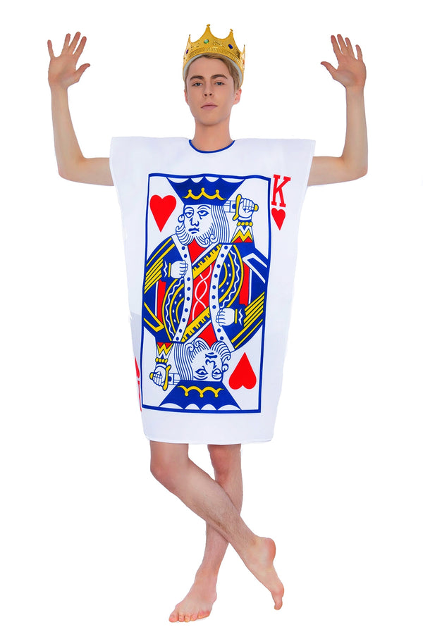 Mens King Of Hearts Alice Poker Playing Card Halloween Fancy Dress Adult Costume In Wonderland