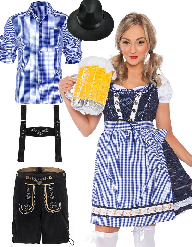 Couple Alpine Beer Maid Vintage Costume