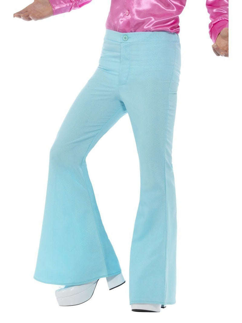 Mens Blue Retro Groovy Flared Bell Bottom Trousers 60s 70s Hippie Hippy