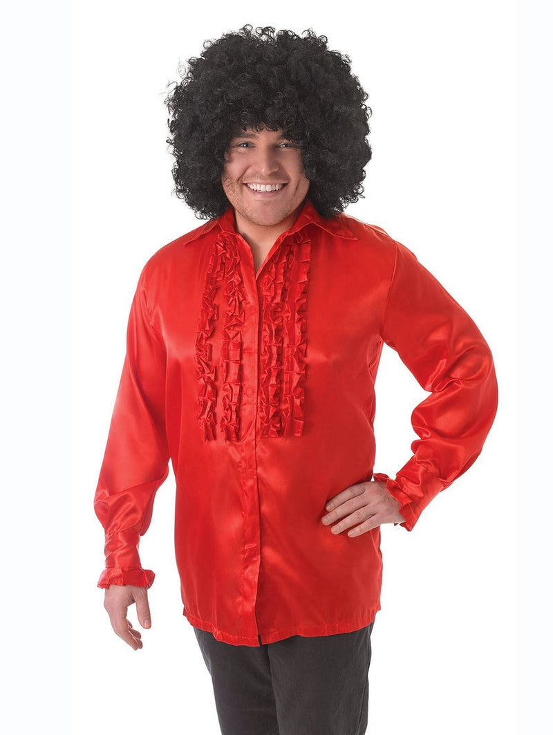 Mens 60's 70's Groovy Hippie Red Shirt Costume