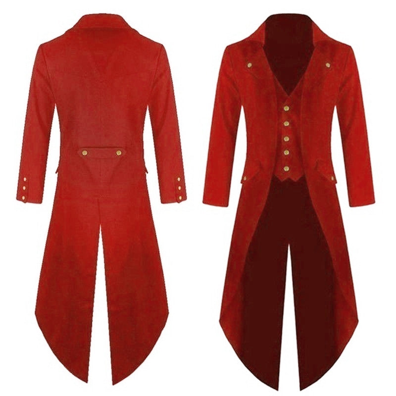 Red STEAMPUNK TAILCOAT COSTUME JACKET Magician