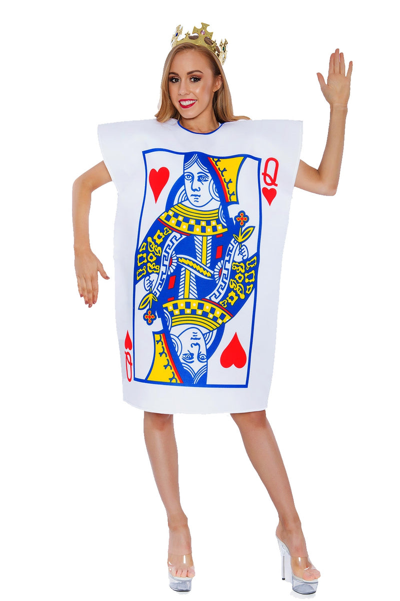 Womens Alice Queen Of Hearts Poker Playing Card Fancy Adult Costume in Wonderland
