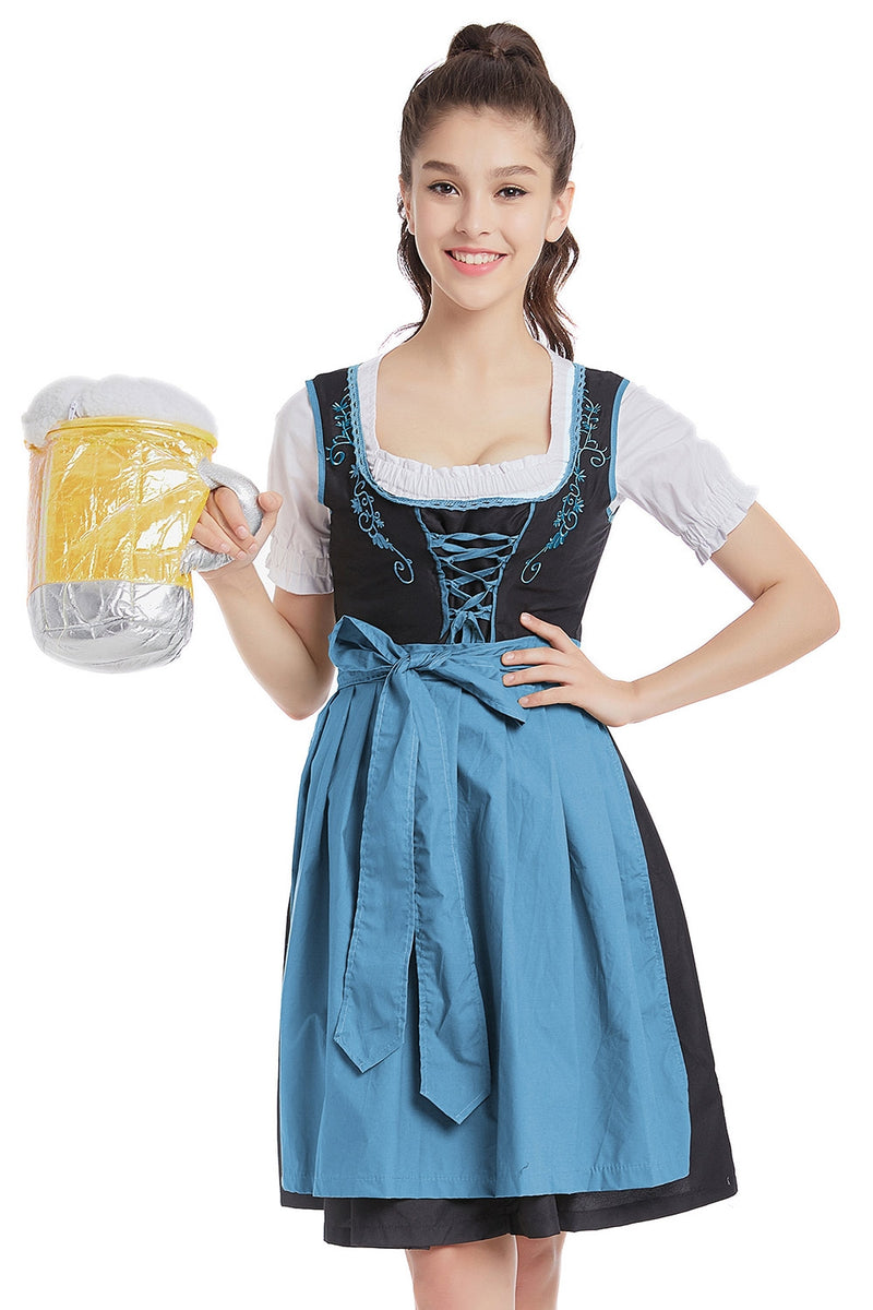 Ladies German Bavarian Beer Maid Vintage Blue Costume