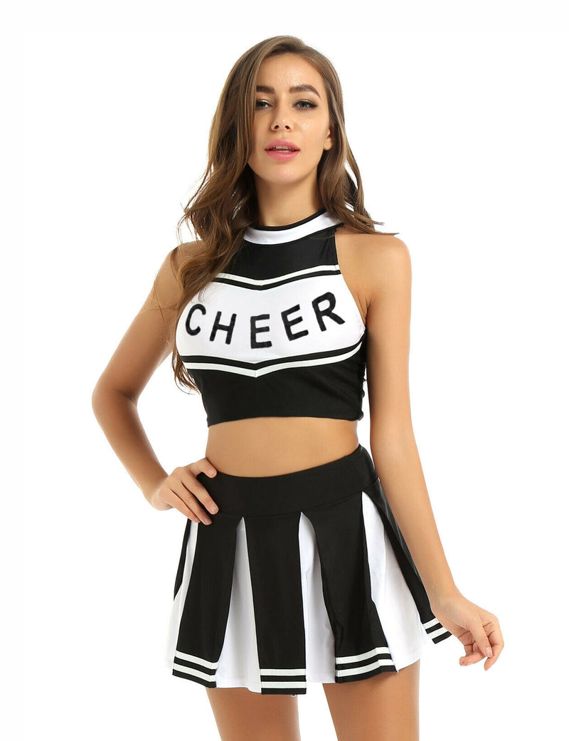 Black Cheerleader School Girl Uniform Costume