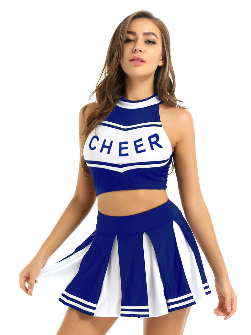 Blue Cheerleader School Girl Uniform Costume