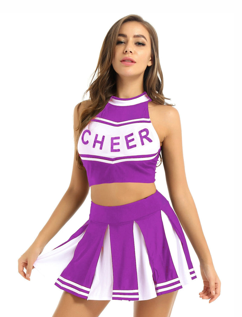 Purple Cheerleader School Girl Uniform Costume