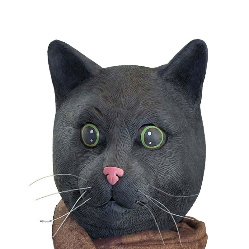 Black Cat Head Scary Halloween Party Facial Mask Latex Animals Cosplay Prop