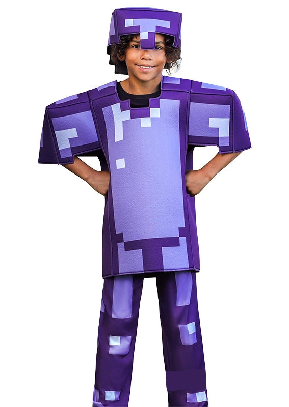 Kids Purple Minecraft Game Costume