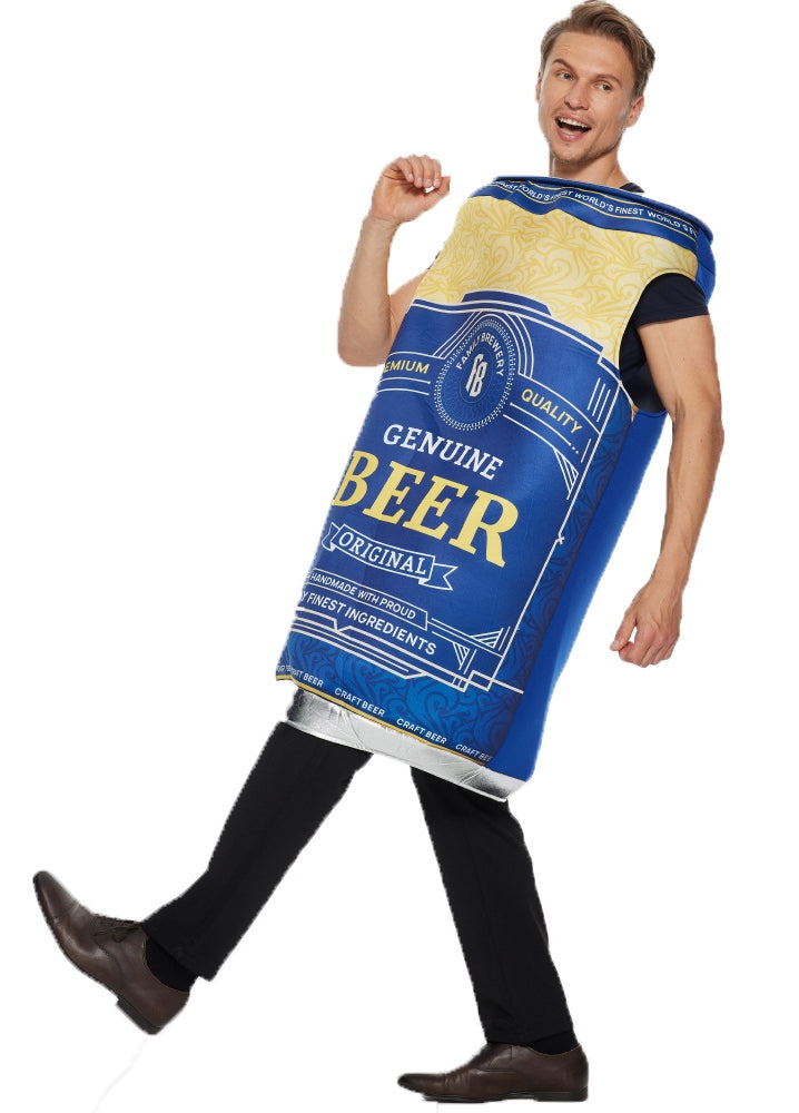 Novelty beer tin costume for kids - sleeveless pull-over style