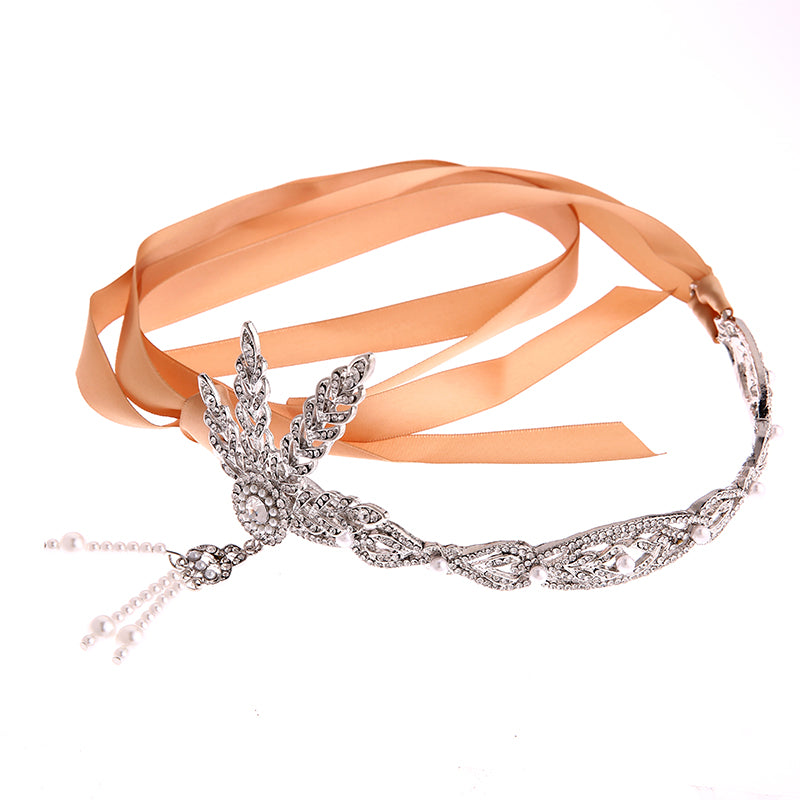 Silver 1920s Headband Vintage Bridal Great Gatsby Flapper Headpiece