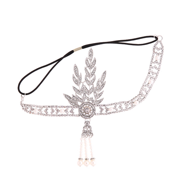 Silver 1920s Headband Vintage Bridal Great Gatsby Flapper Headpiece gangster ladies