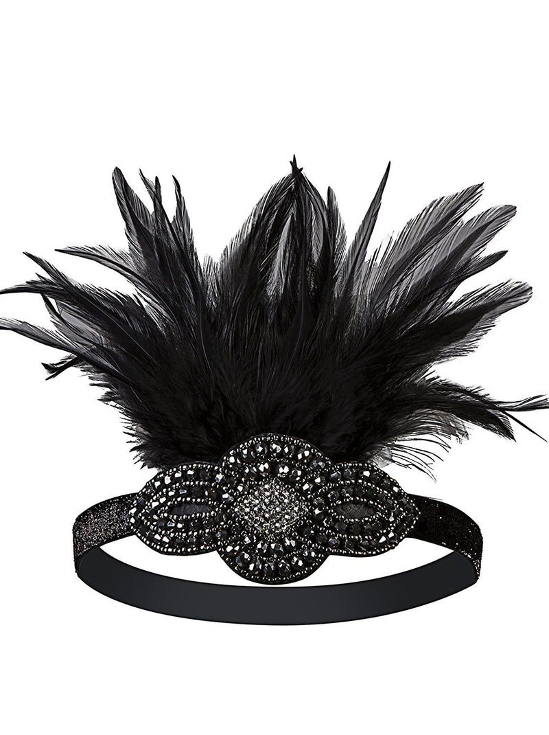 The Gatsby Black Feather Flapper Headpiece