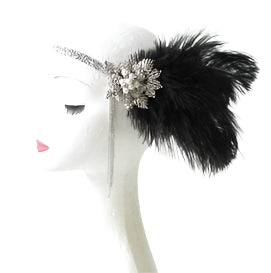 Vintage Black Great Gatsby Flapper Headpiece