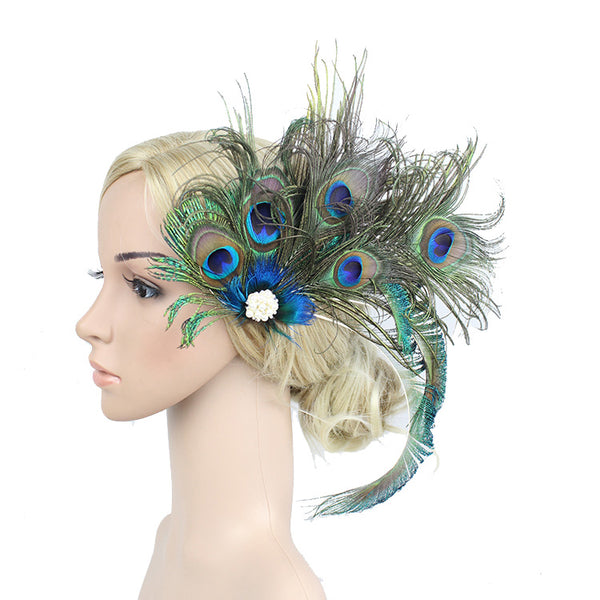 1920s Headband Peacock Feather Vintage