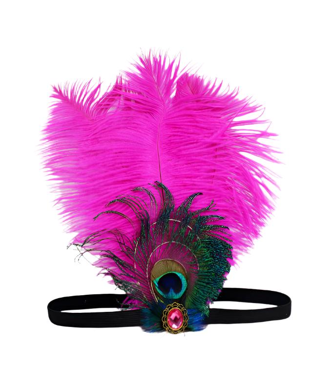 20s Pink Feather Great Gatsby Flapper Headpiece