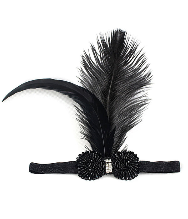 1920s Headband Feather Vintage Bridal Great Gatsby Flapper Headpiece gangster ladies