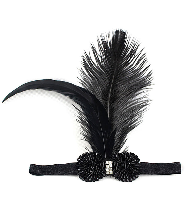 1920s Headband Feather Vintage Bridal Great Gatsby Flapper Headpiece gangster ladies