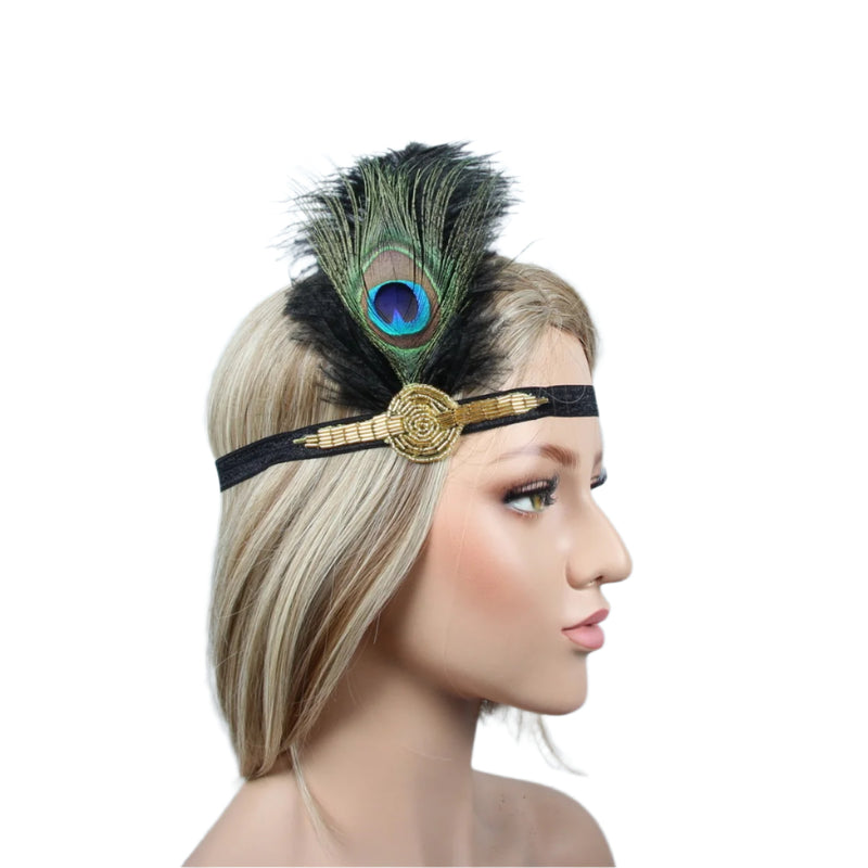 Ladies 20s Headband Feather Vintage Gatsby Flapper Headpiece