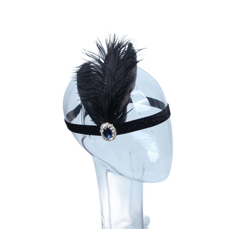 1920s Headband Black Feather Gatsby Flapper Headpiece