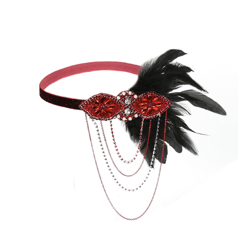 Ladies Red Flapper Gangster Headband