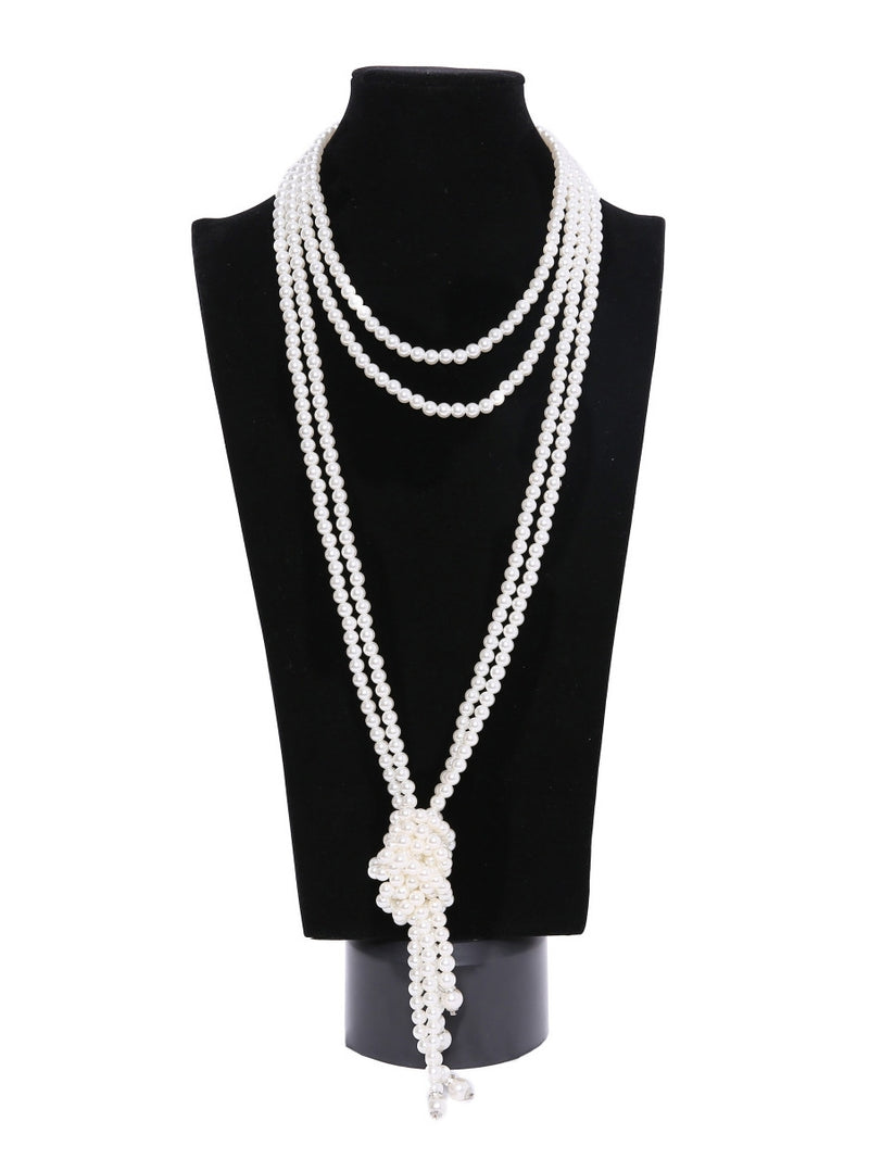 1920s Vintage Great Gatsby Flapper Gangster Long Pearl Necklace