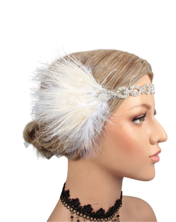 1920s Feather Vintage Bridal Great Gatsby Flapper Headpiece