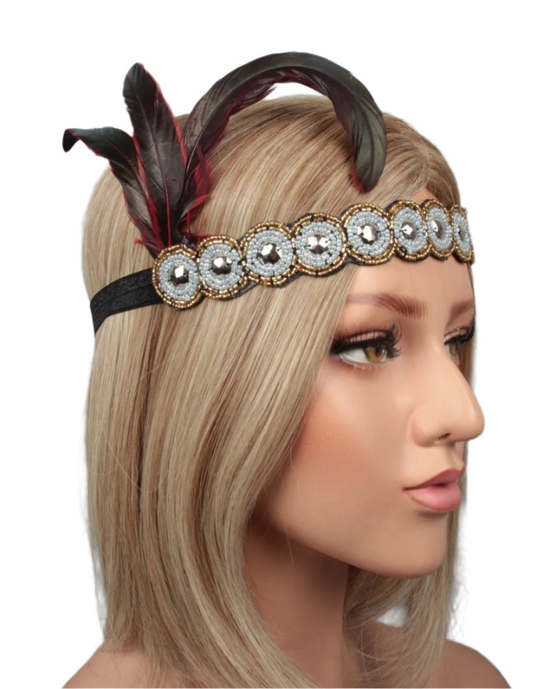 1920s Feather Vintage Bridal Great Gatsby Flapper Headpiece