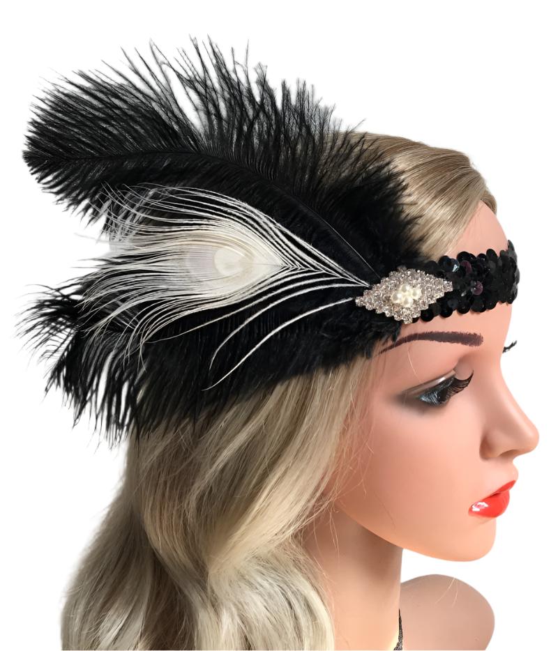 1920s Feather Vintage Great Gatsby Flapper Headpiece