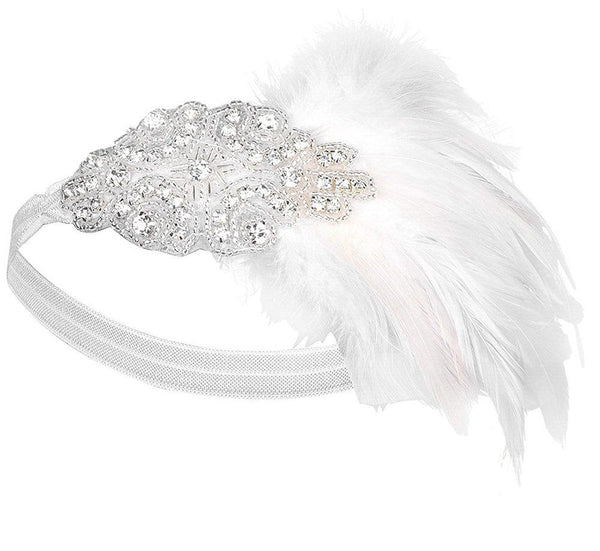1920s Headband Feather Vintage Bridal Great Gatsby Flapper Headpiece gangster ladies