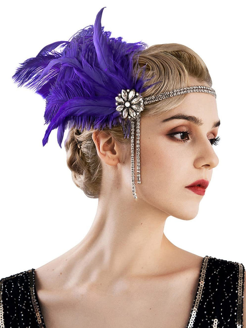 Ladies Purple 20s Art Deco Flapper Headband