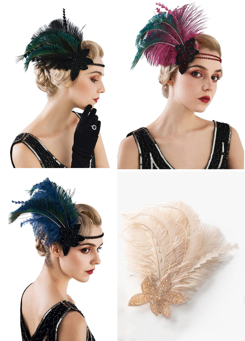 1920s Feather Gatsby Flapper Headband
