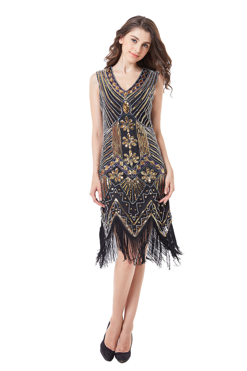 Black Roaring1920s Flapper Costume Charleston Dress