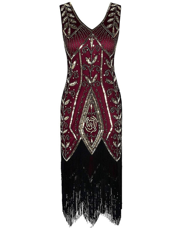 Red Wine 1920s Flapper Party Dress Costume