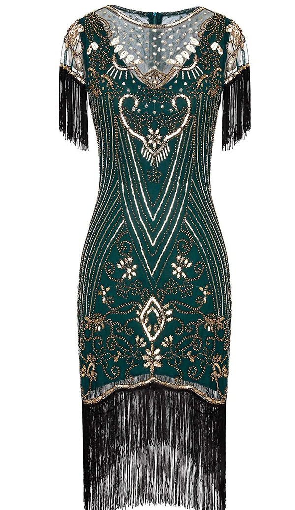 Green Ladies 1920s Flapper Fashion Dress