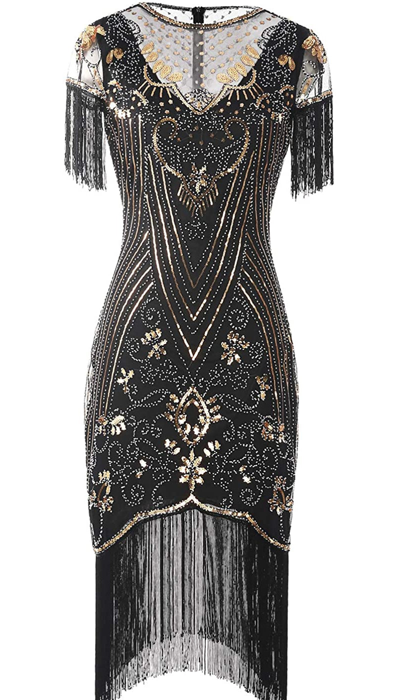 Black Ladies 1920s Flapper Fashion Dress