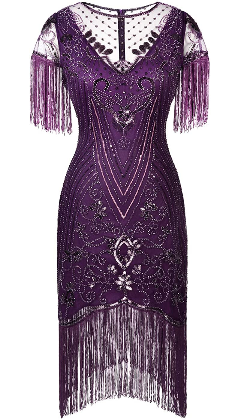 Purple Ladies 1920s Flapper Fashion Dress